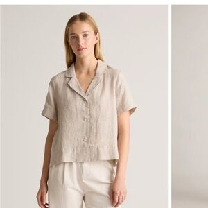 Quince 100% European Linen Short Sleeve Shirt in Flax, Gently worn, Size L